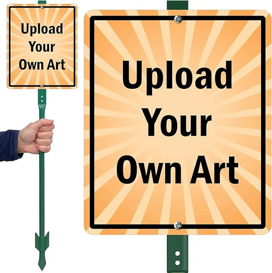 SmartSign 12 x 10 inch “Upload Your Own Art” Fully Custom Yard Sign with 3 foot Stake, 40 mil Laminated Rustproof Aluminum, Set of 1