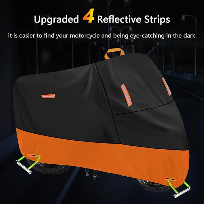 Motorcycle Cover Waterproof Outdoor 300D Oxford Heavy Duty Oxford All Season Sun Protection Fit up to 100 inch Dirt Bike Fat Boy Fat Bob Honda Africa (XXXL: 96" x 37" x 50")