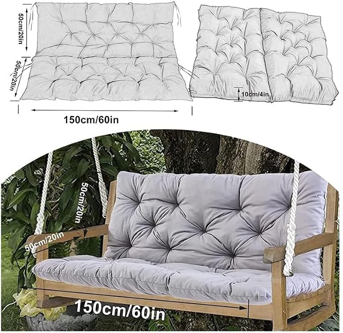 Swing Cushion Replacement Outdoor Porch Waterproof Bench Cushion 2-3 Seater Washable Bench Replacement Cushions for Outdoor Patio Porch Swing Cushions