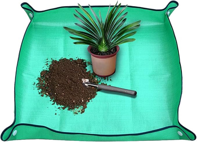 SisBroo Foldable Plant Repotting Mat - Waterproof Indoor/Outdoor Gardening Mat - 26.8" x 26.8" (Green)