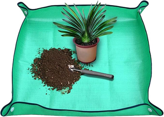 SisBroo Foldable Plant Repotting Mat - Waterproof Indoor/Outdoor Gardening Mat - 26.8" x 26.8" (Green)