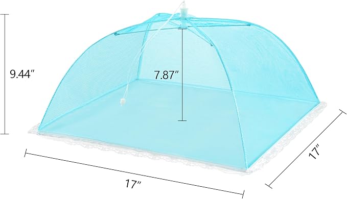 HBlife 6 Pack Colored Pop-Up Mesh Food Cover Tent for Outside,17 Inches Reusable and Collapsible Outdoor Food Covers Net for Party Picnic, BBQ, Camping, Gardening