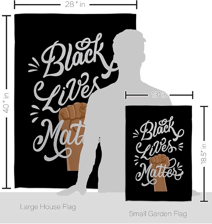 Stop Racism Patio Decor Banner Wall Art Flag Poles for Outside House Stand Outdoor Decorations Garden Tapestry Yard Signs Black History Month BLM African Americans Heritage Made in USA