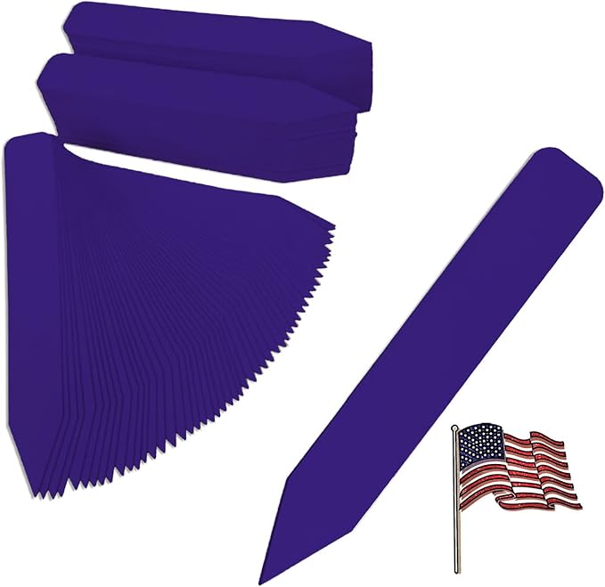 4" x 5/8" Dark Purple Premium Pot Stakes - 300 Pcs - Plastic Plant Tags and Labels - Nursery Garden Tree Labels Waterproof Writeable | Made in The USA |