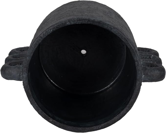 Pottery Arch Handle Planter for Home Decor - Decorative Flower Pot for Living Room Decor, Shelf Accent, and Patio Areas - Indoor and Outdoor Pot for Plants or Plant Stand Indoor - 8", Black