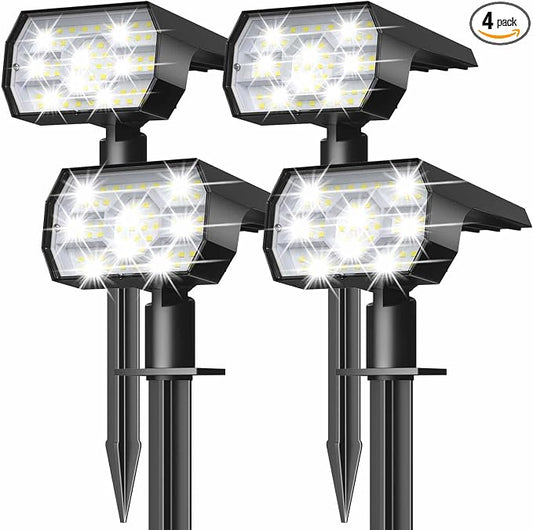 NYMPHY Solar Lights Outdoor Waterproof IP68, 56 LED 3 Lighting Modes Solar Powered Garden Yard Spot Solar Lights for Outside Landscape- 4 Pack (Cool White)