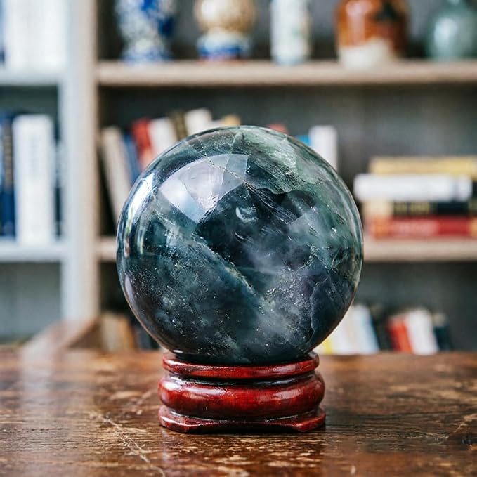 1.6-2 inch Natural Fluorite Crystal Ball with Stand, Hand Polished Colorful Fluorite Sphere, Reiki Healing Gemstone Ball, Home Desktop Decor Ornament, Spiritual Craft Gift