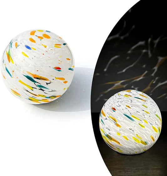Lily's Home Gazing Ball - 7.68" Glass Globe with Solar Powered Lights - Outdoor Solar Lights for Yard & Patio - Garden Decor - Automatic On/Off Photosensitive Switch - White