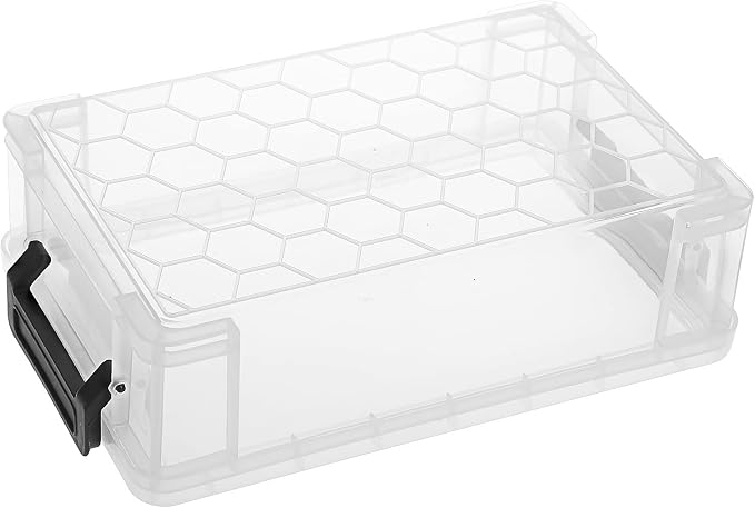 BTSKY 4 Pack Extra Large Plastic Pencil Box Stackable Translucent Clear Pencil Caase Crayon Box Set, Marker Organizer Art Supply Storage Organizer for Gel Pens Pencils Erasers Tape Markers etc(Black)