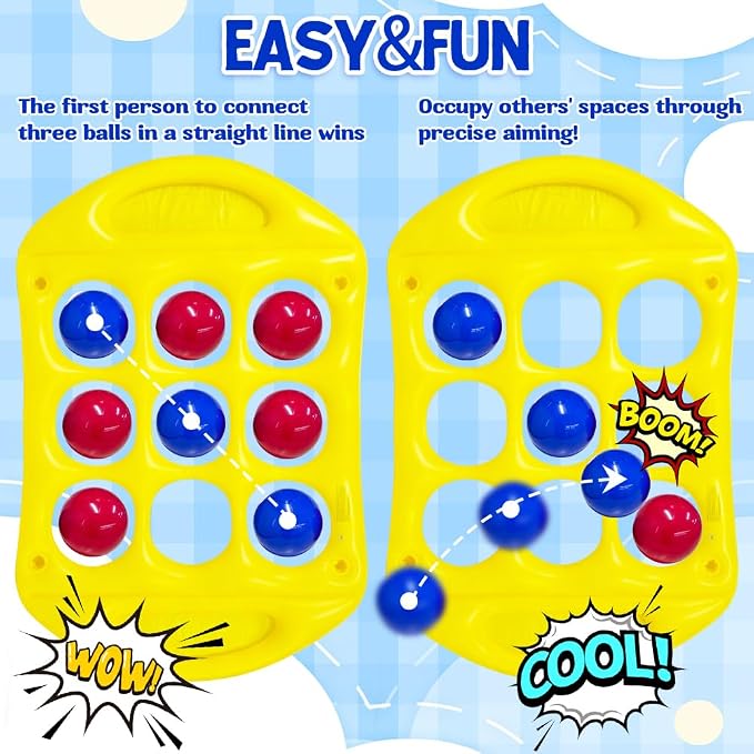 Pool Toys Games for Kids, Inflatable Tic Tac Toe Pool Toy with 10 Balls | Giant Pool Tic Tac Toe Game Floating for Adults Teens