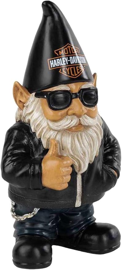 Harley-Davidson Bar & Shield Sculpted Biker Garden Gnome Ace, Indoor/Outdoor Use