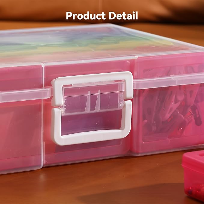 novelinks Stackable Clear Plastic Storage Boxes with Latching Lids – 12 Pack (6 Medium + 6 Small) Art Supply Organizers for Crayons, Pencils, Beads, Jewelry & Crafts (Colorful)