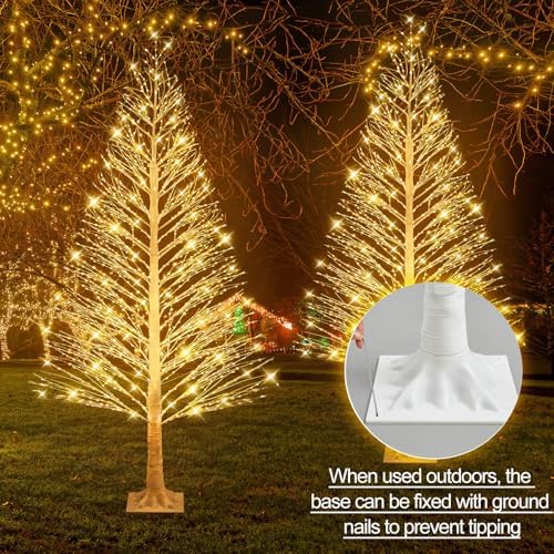 Rossesay 2 Pack 6ft-1100led Christmas Lighted Birch Tree Warm White Lights - Image 5