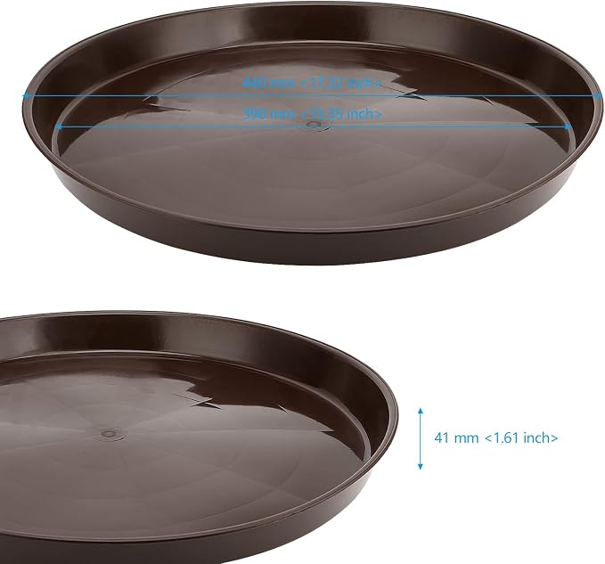 12 Pack 17 Inch Plastic Plant Saucers, Round Plant Pot Saucers, Large Flower Pot Drip Trays Plants Garden Saucers for Indoor Outdoor Planters, Brown