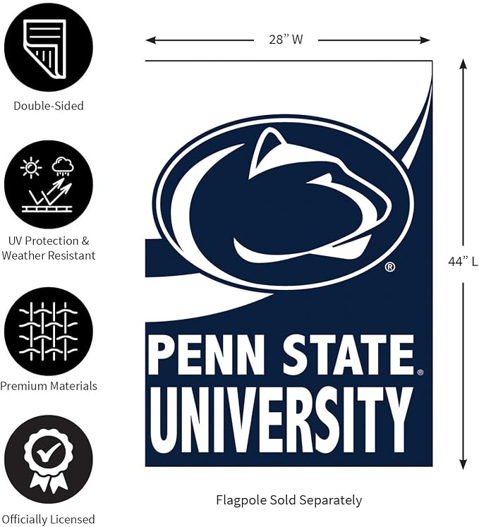 Team Sports America NCAA Penn State House Flag, 28 x 44, Double Sided Garden Flags for Outside, Outdoor College Flags & Banners for Gardens Patio, Indoor Wall Decor Flag for Room