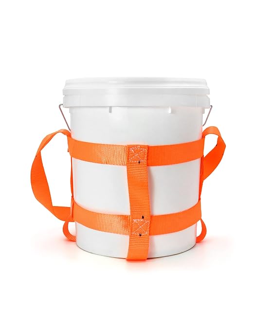 QWORK Durable Bucket Sling with Belly Bands for 5 Gallon Bucket, 200lbs Capacity, 4 Pack