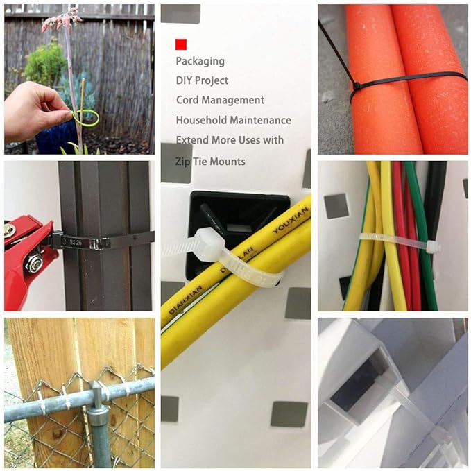 HS 6 Inch Zip Ties Black 18 Lbs Tensile Strength Thin Straps (100 Pack) Nylon PA66 UV Resistant,Self-Locking Small Electrical Plastic Cable Wire Zipties for Outdoor Indoor Use,Multi Purpose