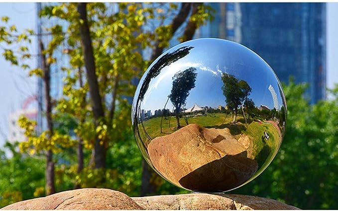 4pcs 5in/6in/8in Diameter Gazing Globe Mirror Ball,Silver Stainless Steel Polished Reflective Smooth Garden Sphere,Colorful and Shiny Addition to Any Garden or Home