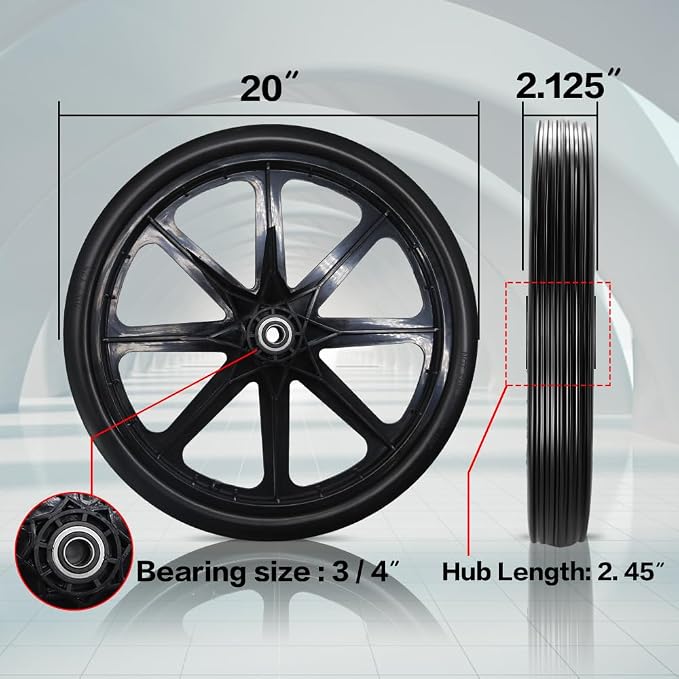 20x2.125" Replacement Flat-Free Tire for Wheelbarrow Wheel Carts,Big Wheel Utility Carts