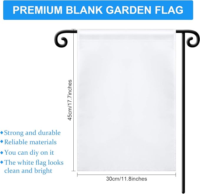 Sublimation Garden Flag Blank Bulk 12x18inch Sublimation Banner Blank Polyester Flags DIY Canvas Sign for Garden Lawn and Yard Courtyard Outside Decoration(20 Pieces)