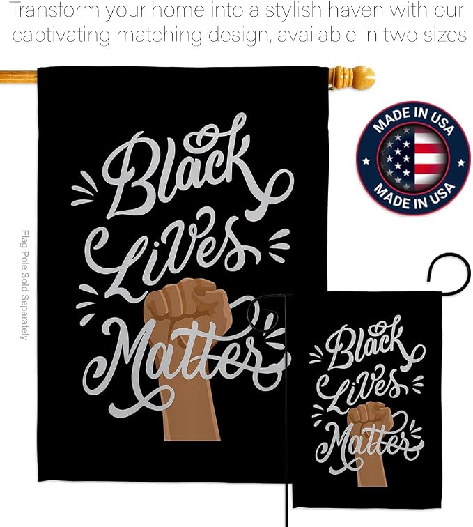 Stop Racism Home Decor American Flag Banner Pack Wall Art Patio Porch Lawn Garden Outdoor Decorations Tapestry Yard Signs Black History Month BLM African Americans Heritage Made in USA