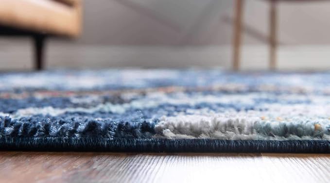 Unique Loom Morocco Collection Tribal, Southwestern, Bohemian Area Rug (2' 7 x 10' 0 Runner, Navy Blue/Gray)