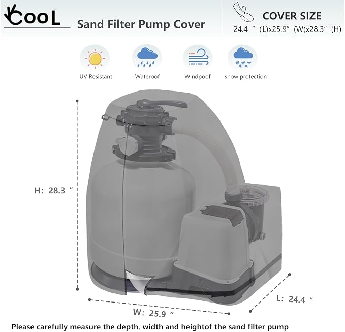okcool Pool Sand Filter Pump Cover for 17-20 Inch | 600D Oxford Waterproof UV Resistant Sand Filter Pump Winter Cover Compatible with Most Pool Sand Filters