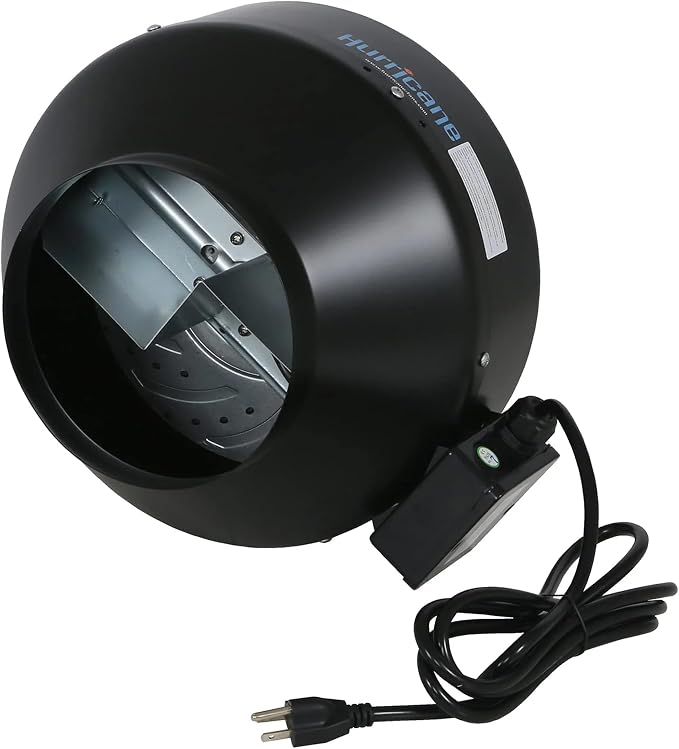 Hurricane Commercial Grade Inline Fan for Phresh & Black Ops Carbon Filters, Ideal-Air Ducting and Clamps and Titan Controls Ventilation Controllers