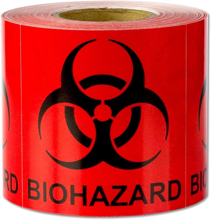 Biohazard Warning Sign Stickers (2 x 2 inch, Red - 900 Labels) Biohazard Warning Labels for Labs Hospitals & Industrial Use - Easy to Peel Off