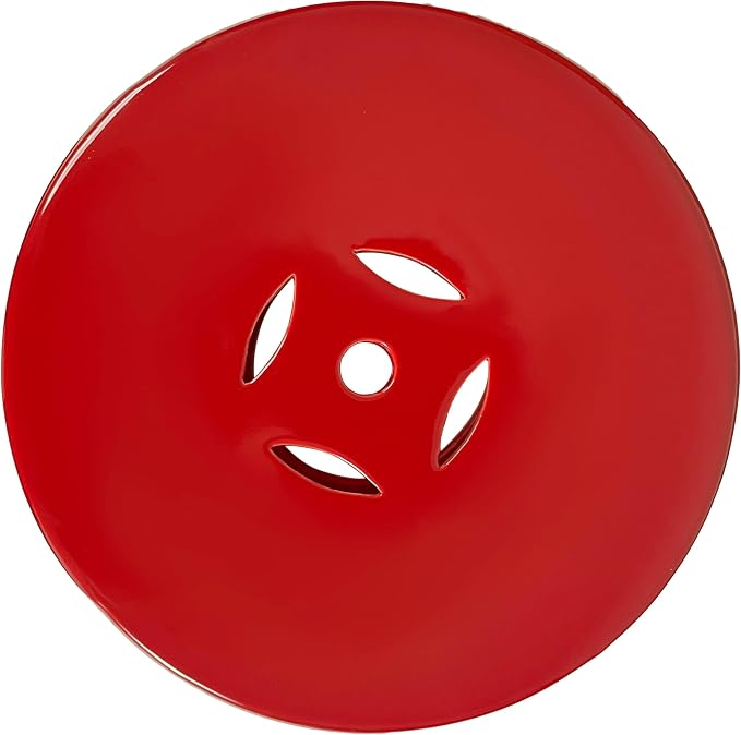 JONATHAN Y Lucky Coins 16" Ceramic Garden Stool, Contemporary Matte Red Cutout Interlocking Rings Drum Indoor/Outdoor Side Table and Plant Stand for Patio, Garden, Living Room TBL1022C