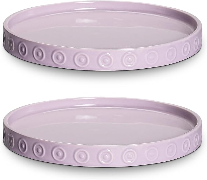 Eightpot 2 Pack Plant Trays for Pots, 7.5 Inch Plant Plates to Catch Water for Indoor Outdoor, Round Plants Water Catcher Tray, Boho Flower Pot Saucer, Decorative Plants Dishes to Catch Water, Purple