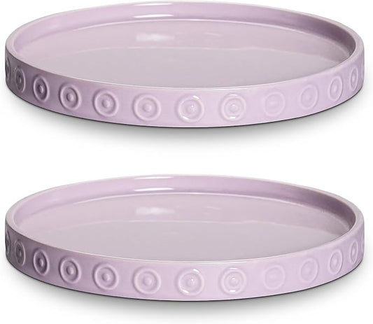 Eightpot Ceramic Plant Saucer 5.6 Inch, 2 Pack Plant Water Catcher Tray, Round Flower Pot Saucers for Indoor, Modern Plants Plates to Catch Water, Decorative Plants Dishes to Catch Water, Purple