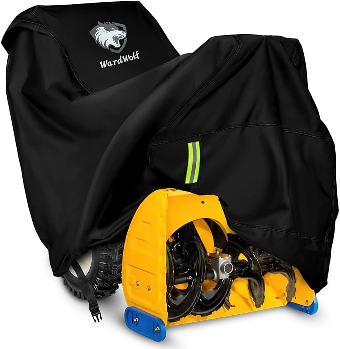 Snow Blower Cover, Waterproof Heavy Duty 900D Snowblower Cover, Windproof, Sunproof with Air Vent, Fit Most Single-Stage or Two Stage Snow Blower, Black