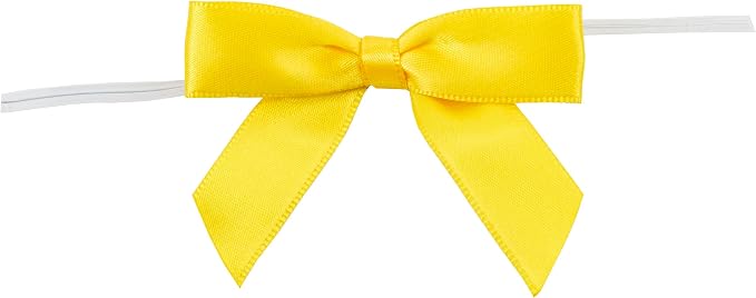 Reliant Ribbon 5171-07903-2X1 Satin Twist Tie Bows - Small Bows, 5/8 Inch X 100 Pieces, Yellow