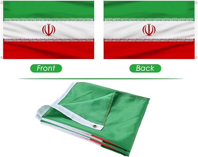 AhfuLife Iran Flag 5ft x 3ft for Party Decorations, 1 Pcs Large Iran Flags Polyester Double Side with Brass Eyelets for World Cup Football National Day Garden Street Indoor Outdoor Decorations