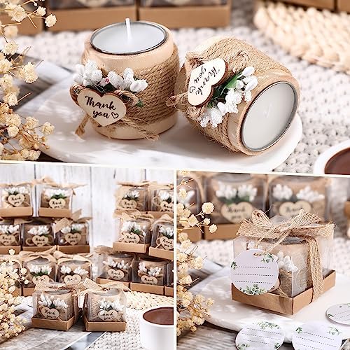 Retisee Wedding Candle Favors Wood Tealight Candle Holder, 12 Pcs - Image 4