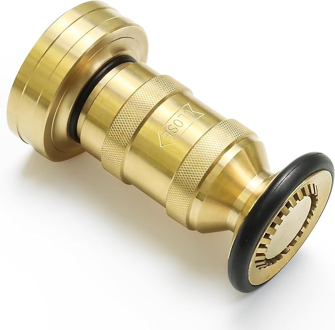 Fire Hose Nozzle 2" NPSH/NPT Brass Fire Equipment Spray Jet Fog,100 psi 75 gpm Heavy Duty Industrial Fog Nozzle