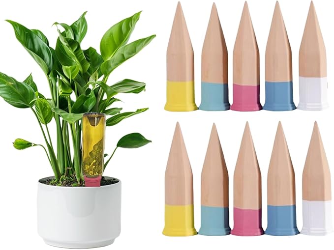 Terracotta Watering Spike Set, Self Watering Planter Insert, Automatic Plant Watering Devices for Vacation Care, Garden/Office/Outdoor/Indoor Plant Decoration
