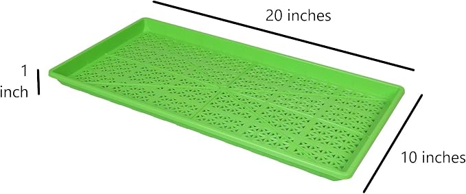 SUNPACK 10" x 20" Heavy Duty Mesh Plastic Seed Starting Tray, Green, 1" (Pack of 30) - Ensures Water Drainage and Aeration, Perfect for Greenhouses or Indoor Gardening