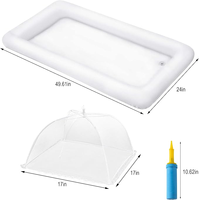 HBlife Inflatable Cooler & Mesh Food Cover Combo Set, Party Supplies for Buffet Food Drink Outside, 1 Inflatable Serving Bar, 3 Food Tents/Food Covers for Outdoors