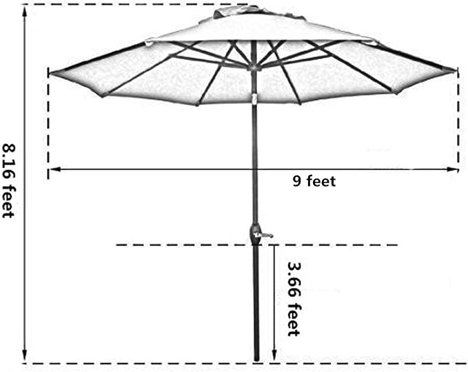 Sunnyglade 9' Patio Umbrella Outdoor Table Umbrella with 8 Sturdy Ribs (Dark Green) | 18" 30.2-lbs Heavy Duty Round Antiqued Umbrella Base, Bronze