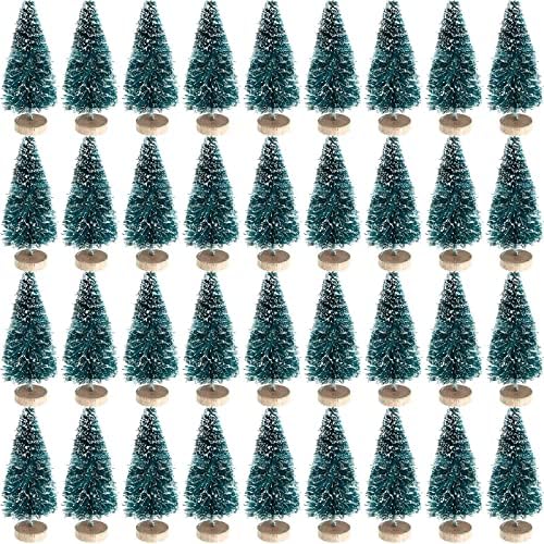 Sumind 144 Pcs Mini Bottle Brush Trees Small Christmas Trees, Dark Green by Sumind