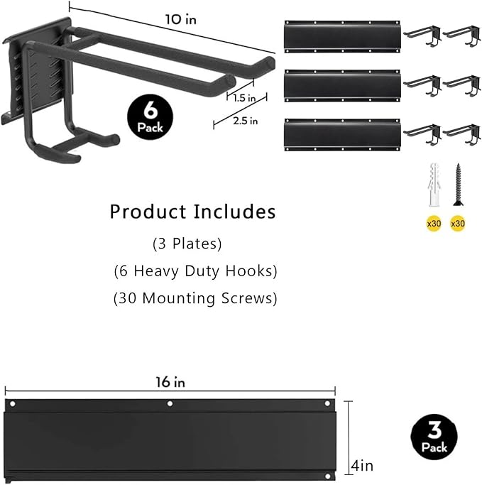 Garage Wall Organizer-Garden Tool Rack Wall Mount | Tool Hangers For Garage Wall,Suitable For Hanging Folding Chairs,Ladders,Shovels And Other Tools