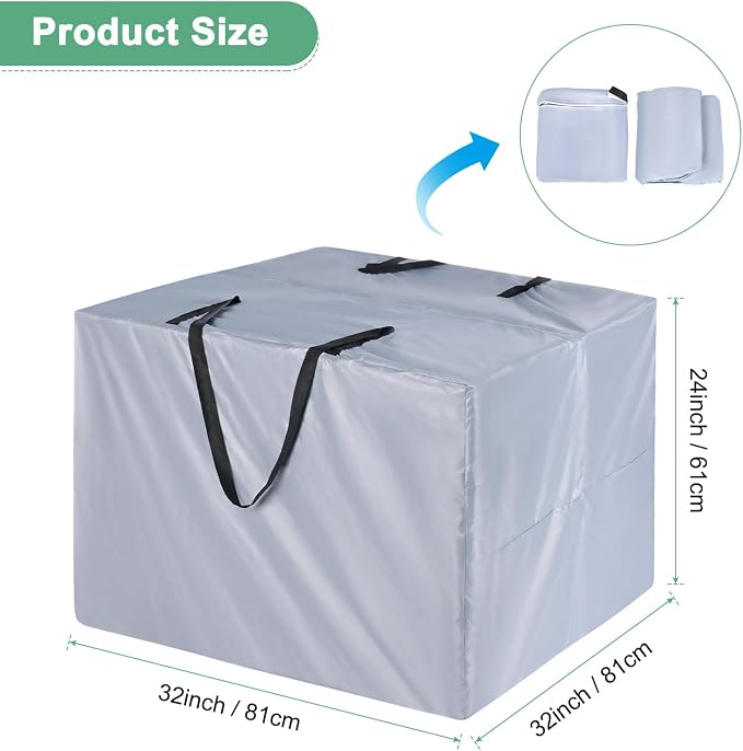 M METERXITY Outdoor Patio Cushion Storage Bags, 32" x 32" x 24" (L x W x H) Grey Waterproof Windproof Easy Loading Space-Saving