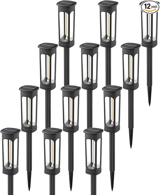 VOLISUN Solar Pathway Lights,12 Pack LED Solar Lights Outdoor Waterproof, Landscape Lighting,Warm Color Solar Path Lights,Landscape Lights,Solar Garden Lights for Yard Lawn Driveway Walkway