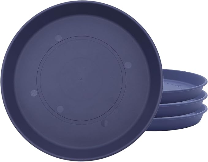 The HC Companies 7 Inch Prima Round Plant Saucer, Lightweight UV-Resistant Plastic Outdoor & Indoor Flower Pot Tray, 4-Pack Plant Pot Trays for Garden & Home Decor, Twilight Blue