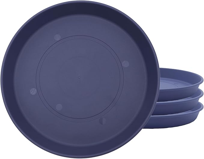 The HC Companies 5 Inch Prima Round Plant Saucer, Lightweight UV-Resistant Plastic Outdoor & Indoor Flower Pot Tray, 4-Pack Plant Pot Trays for Garden & Home Decor, Twilight Blue