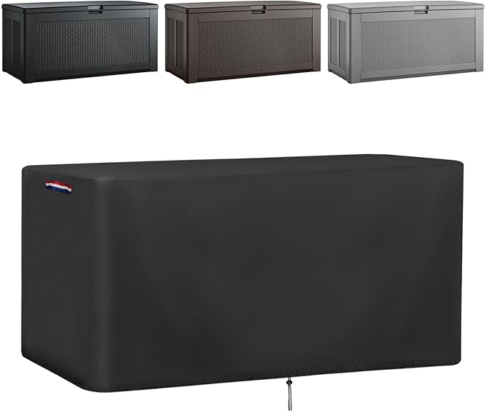56 In Outdoor Storage Deck Box Cover for Rubber Maid Container Bin 134 Gal | 56x28x27,Waterproof Dustproof Heavy Duty Oxford Fabric,for Rubber Made ExLarge Resin Storage Deck Organization (134 Gal)