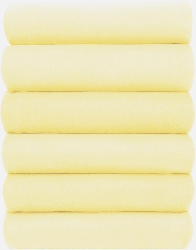 Fleece Throw Blankets Bulk Fleece Blankets Solid Wholesale Lightweight Warm Soft for Pet Bed Sofa Couch Office Wedding Gifts Travel Seasons Lemon 50x60 Inches Pack of 6