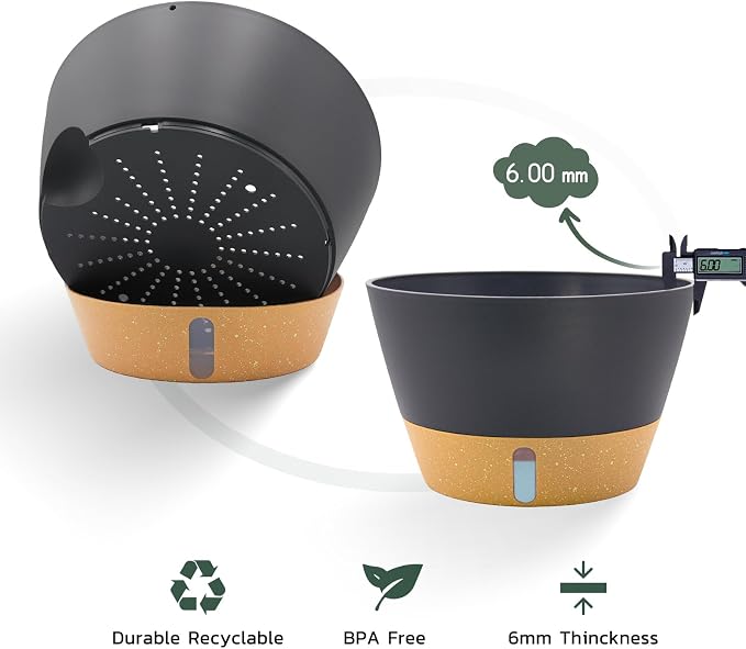 ZMTECH 12 Inch Hanging Planters for Indoor, 2 Pack Large Hanging Plant Pot with Visible Water Level and Chain, Self Watering Hanging Flower Pot for Outdoor Garden Porch(Dark Gray)